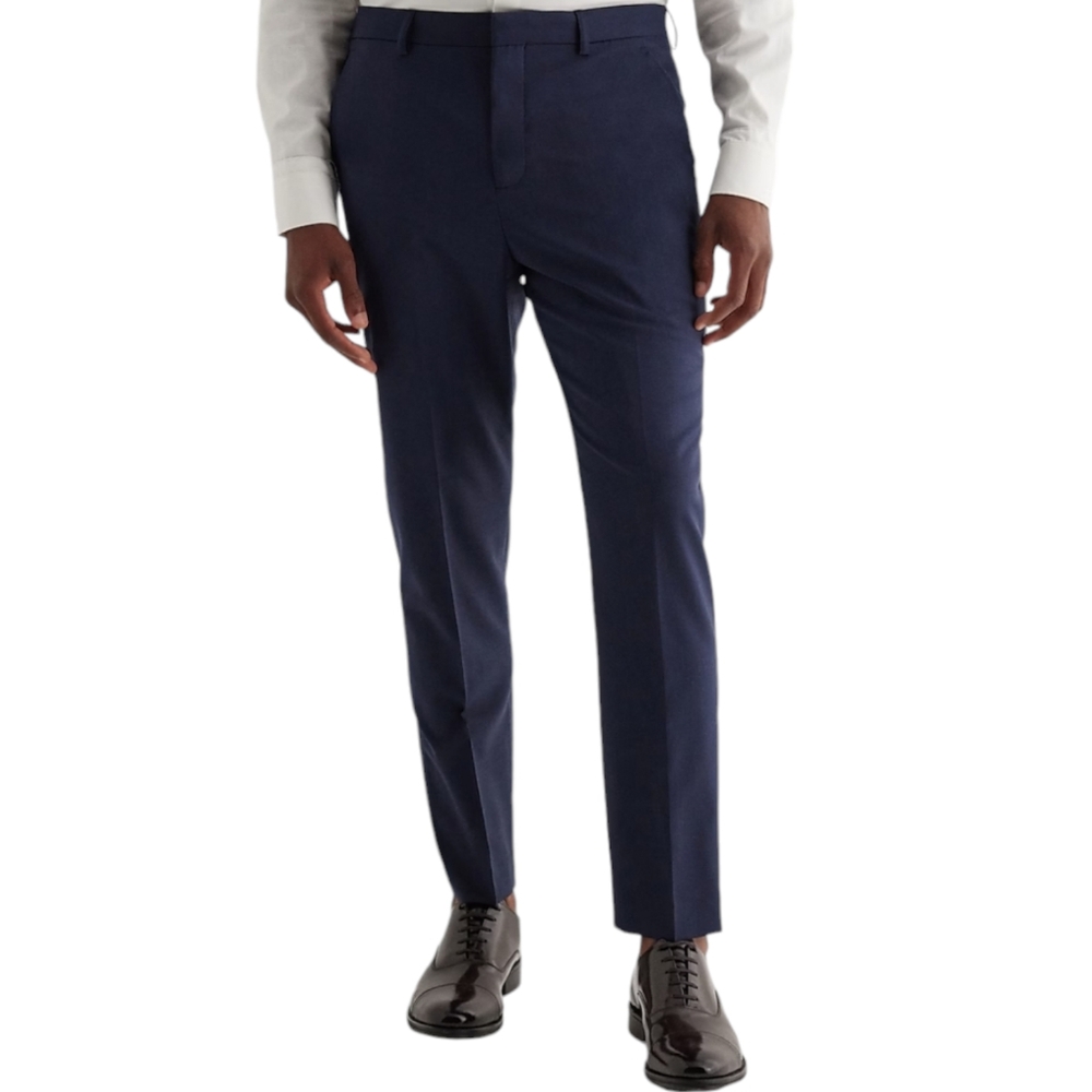 Express Extra Slim Dress Pants Mens 29x32 Navy Blue Wool-Blend Modern Tech